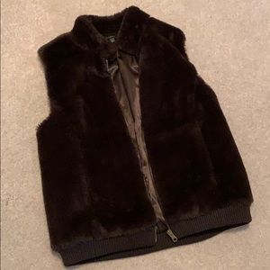 Talbots Brown Faux Fur Vest